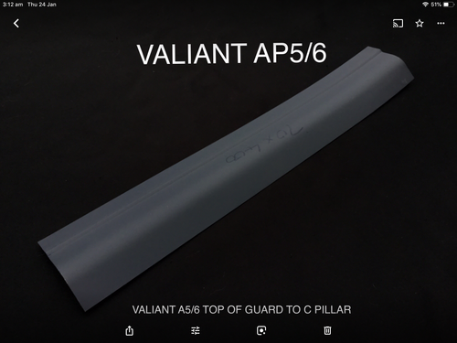SUITS VALIANT SEDAN AP5/6 VC TOP OF GUARD TO C PILLAR